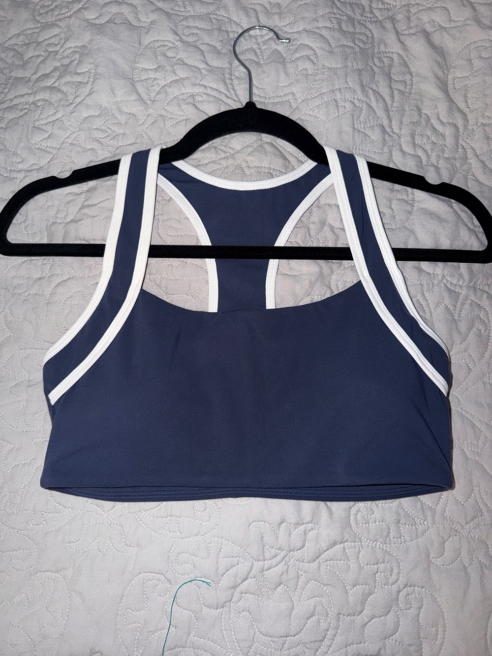NVGTN Navy and White Racerback Sports Bra